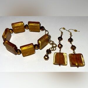 Handcrafted Earring & Bracelet set “Goldfrappe”